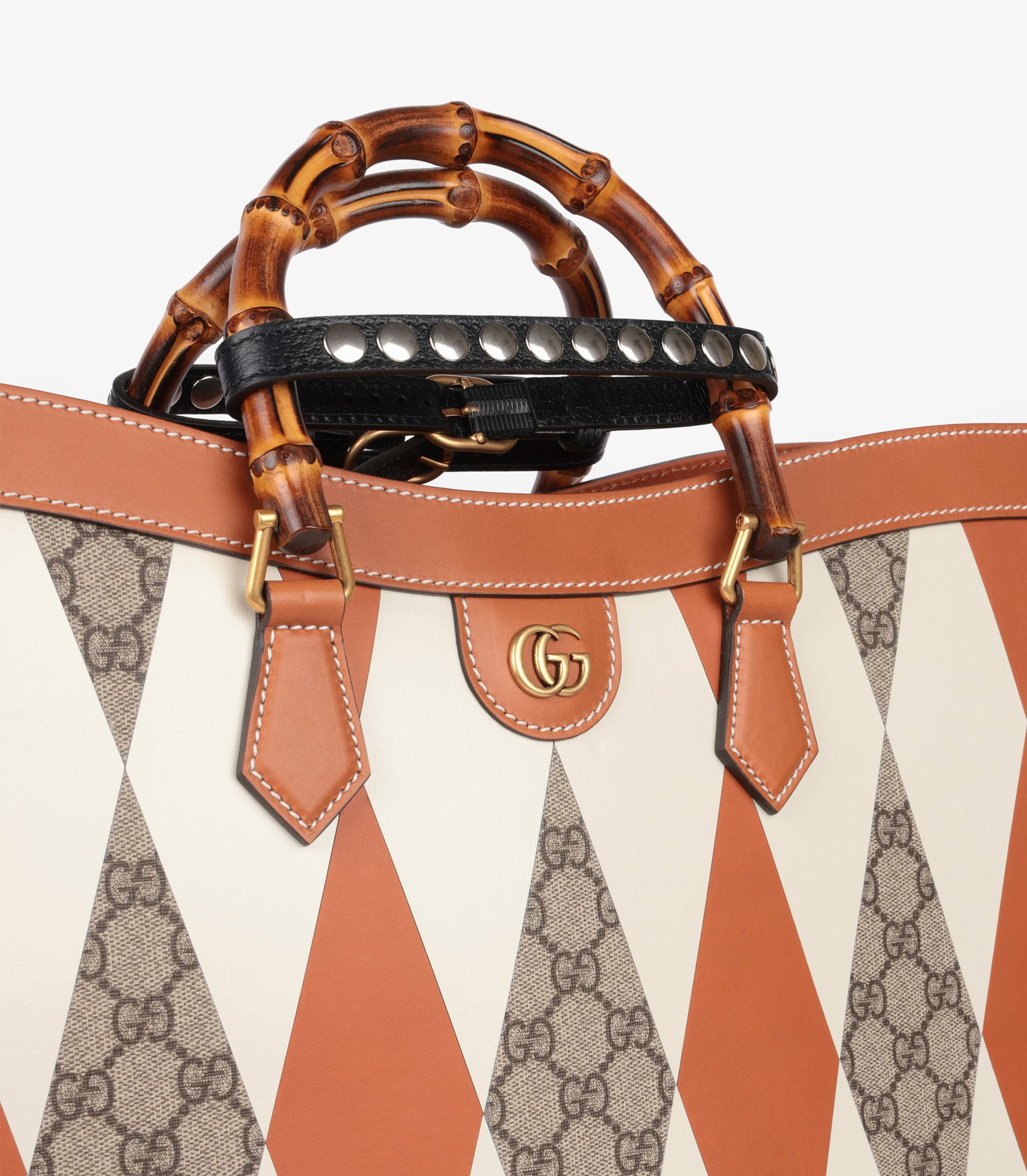Gucci Brown, White & GG Supreme Coated Canvas Patchwork, Brown Calfskin Leather Maxi Diana - 8