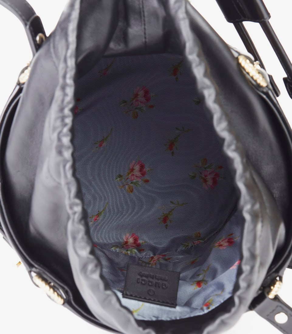 Gucci Black Vinyl, Lambskin & Rust Enamel Bucket Bag - 11