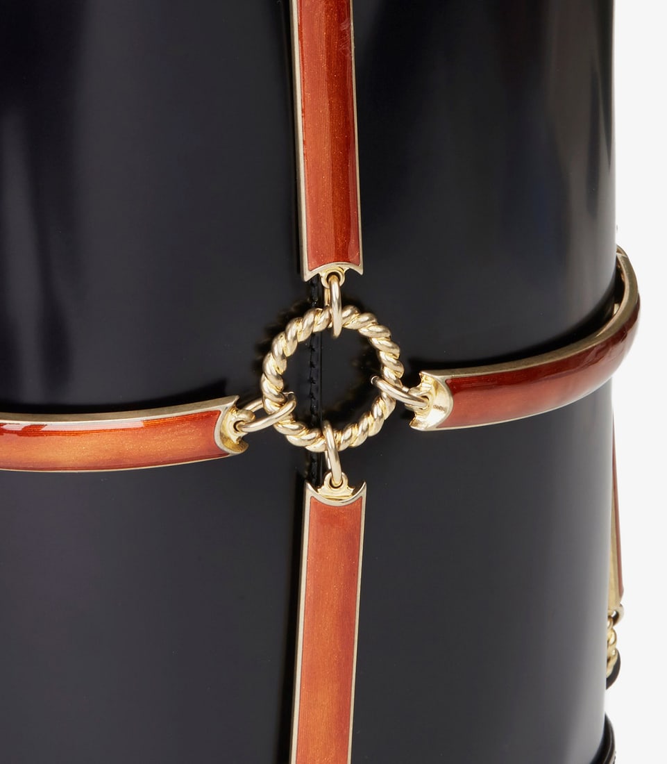 Gucci Black Vinyl, Lambskin & Rust Enamel Bucket Bag - 8