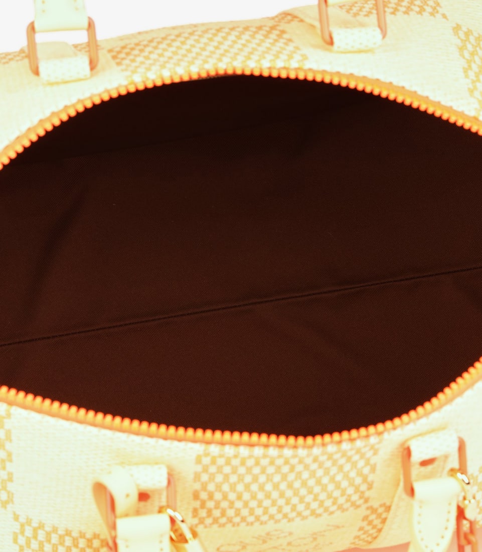 Louis Vuitton Natural & Orange Raffia, Beige Calfskin Leather Keepall 50 Bandoulière - 10