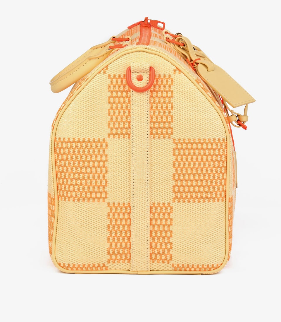 Louis Vuitton Natural & Orange Raffia, Beige Calfskin Leather Keepall 50 Bandoulière - 4