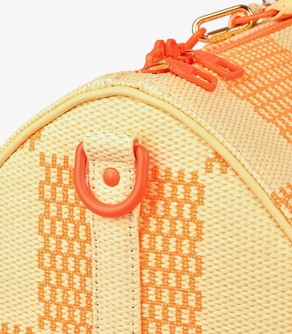 Louis Vuitton Natural & Orange Raffia, Beige Calfskin Leather Keepall 50 Bandoulière - 9