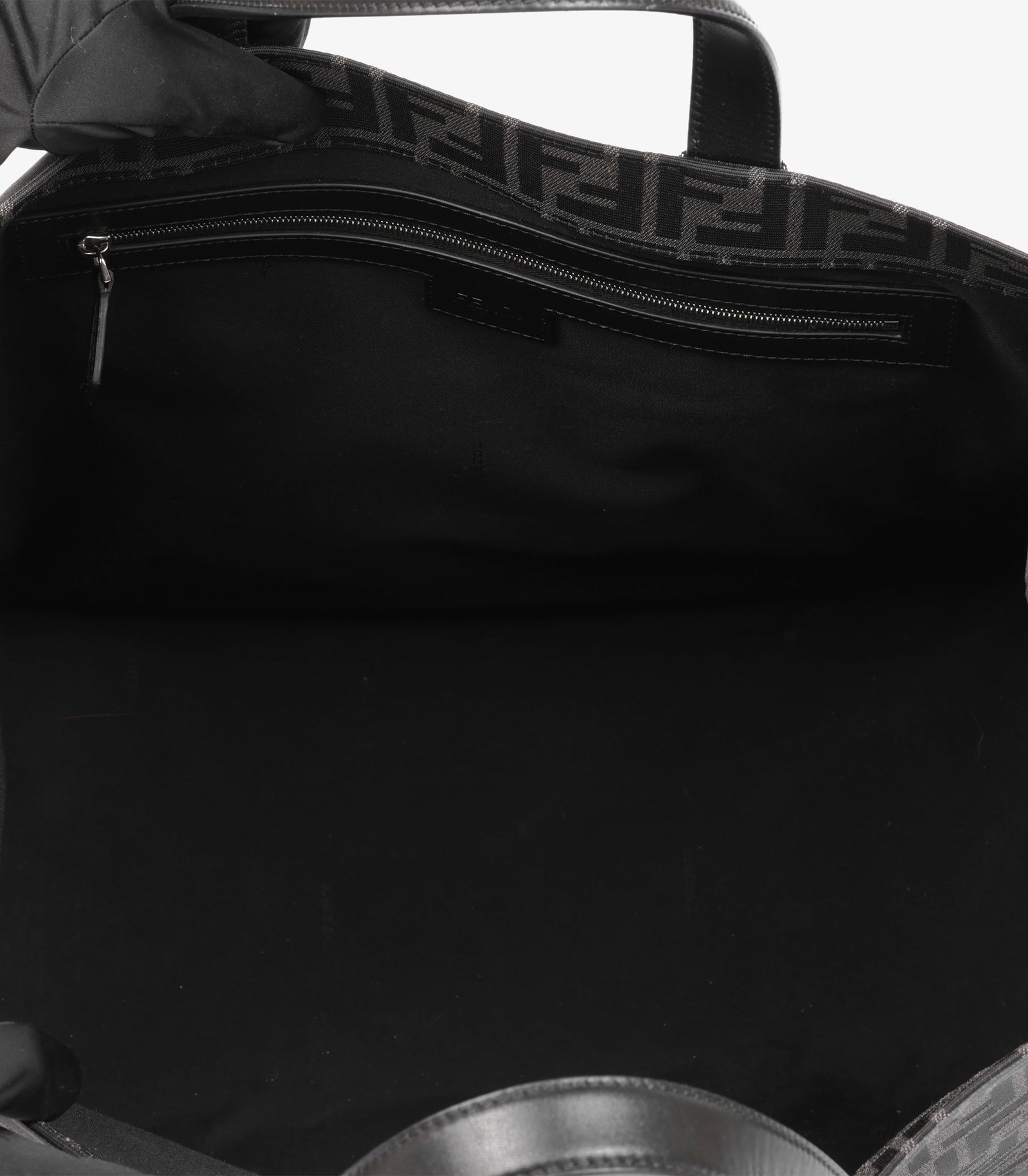 Fendi Grey Zucca Print Canvas & Black Calfskin Leather Shopper Tote - 8