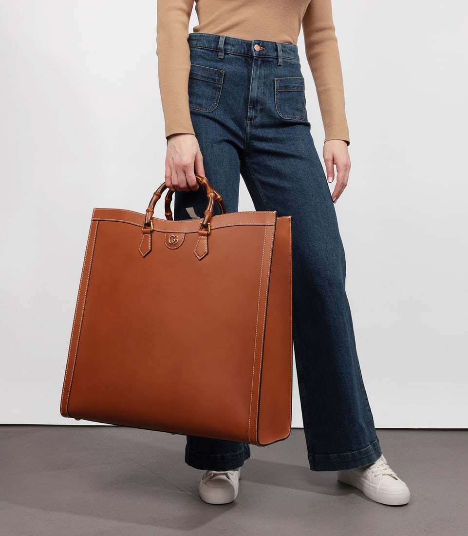 Gucci Brown Calfskin Leather Maxi Diana - 2