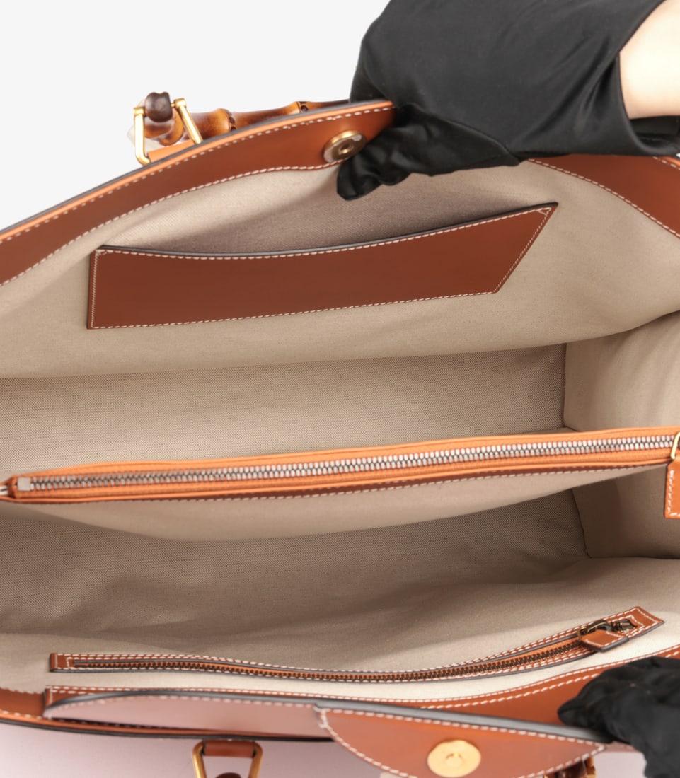Gucci Brown Calfskin Leather Maxi Diana - 9