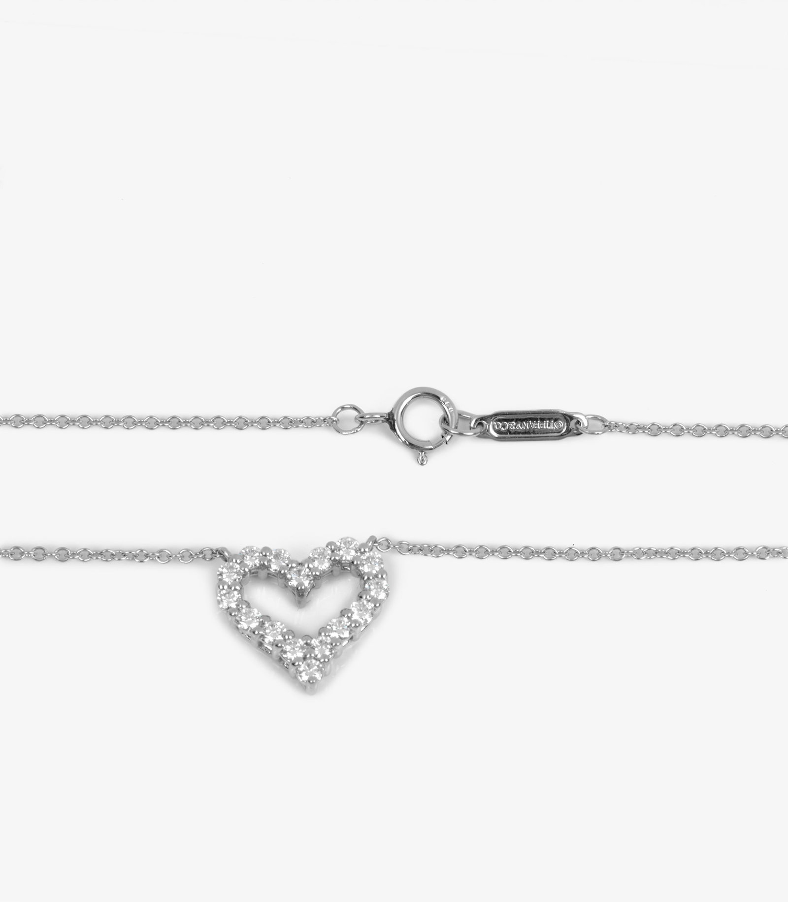 Tiffany & Co. Round Brilliant Cut Diamond Platinum Tiffany Hearts Mini Pendant - 4