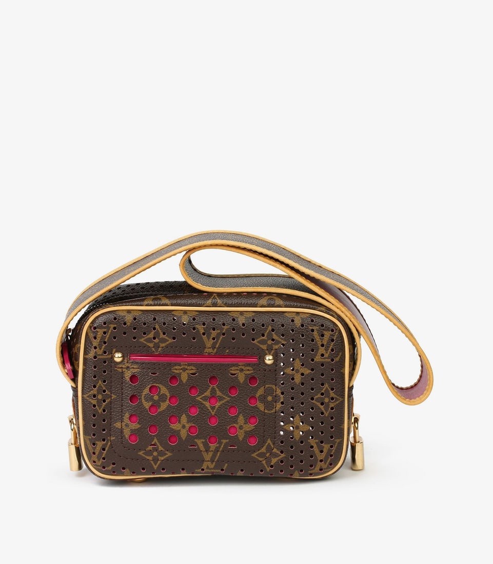 Louis Vuitton Brown Perforated Monogram Coated Canvas, Fuschia Mini Trocadero (1 of 10)