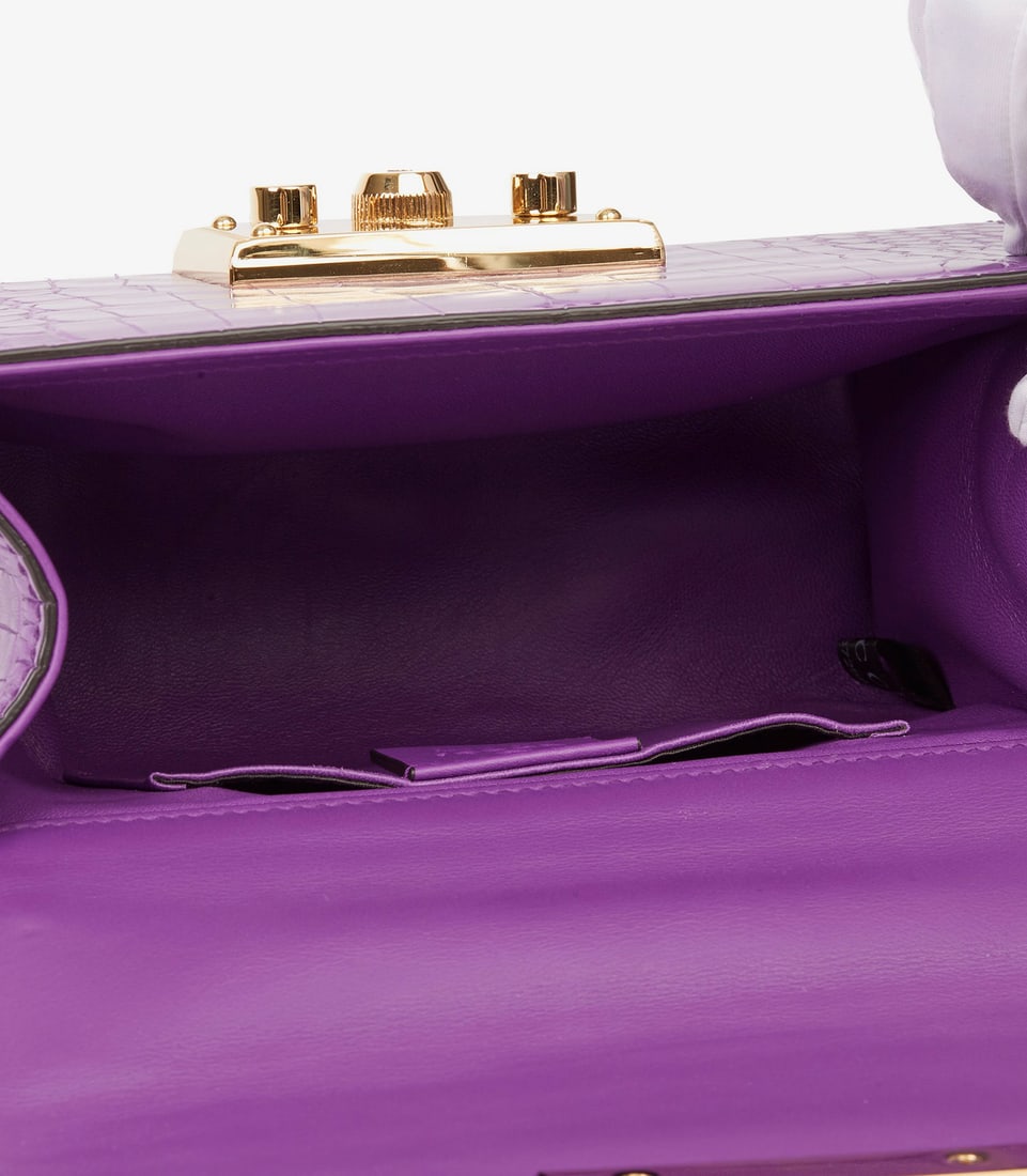 Gucci Violet Cyclamen Matte Alligator Leather Small Padlock Shoulder Bag - 10