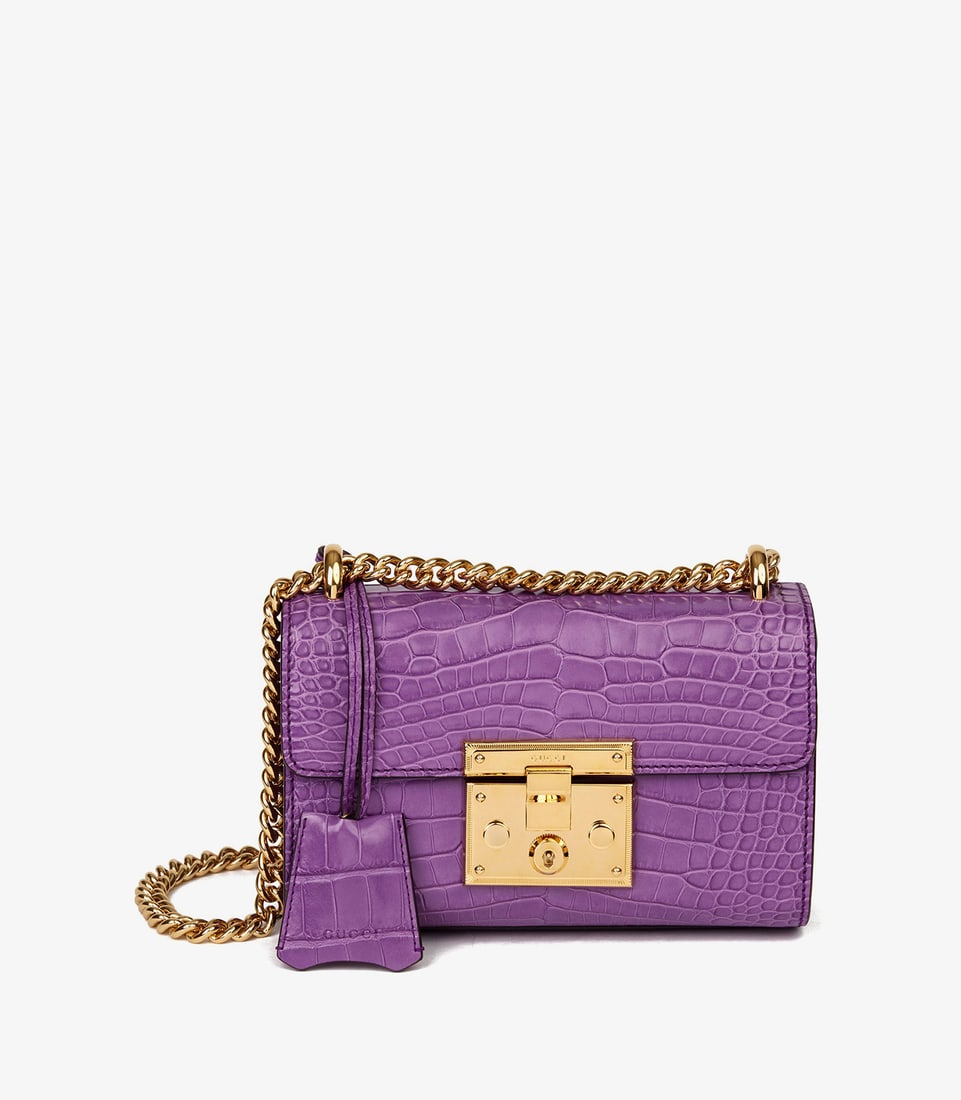 Gucci Violet Cyclamen Matte Alligator Leather Small Padlock Shoulder Bag (1 of 11)