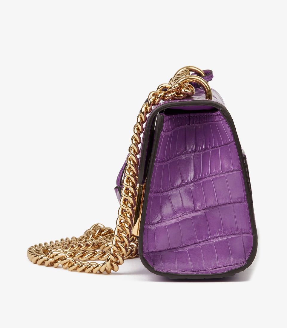 Gucci Violet Cyclamen Matte Alligator Leather Small Padlock Shoulder Bag - 3