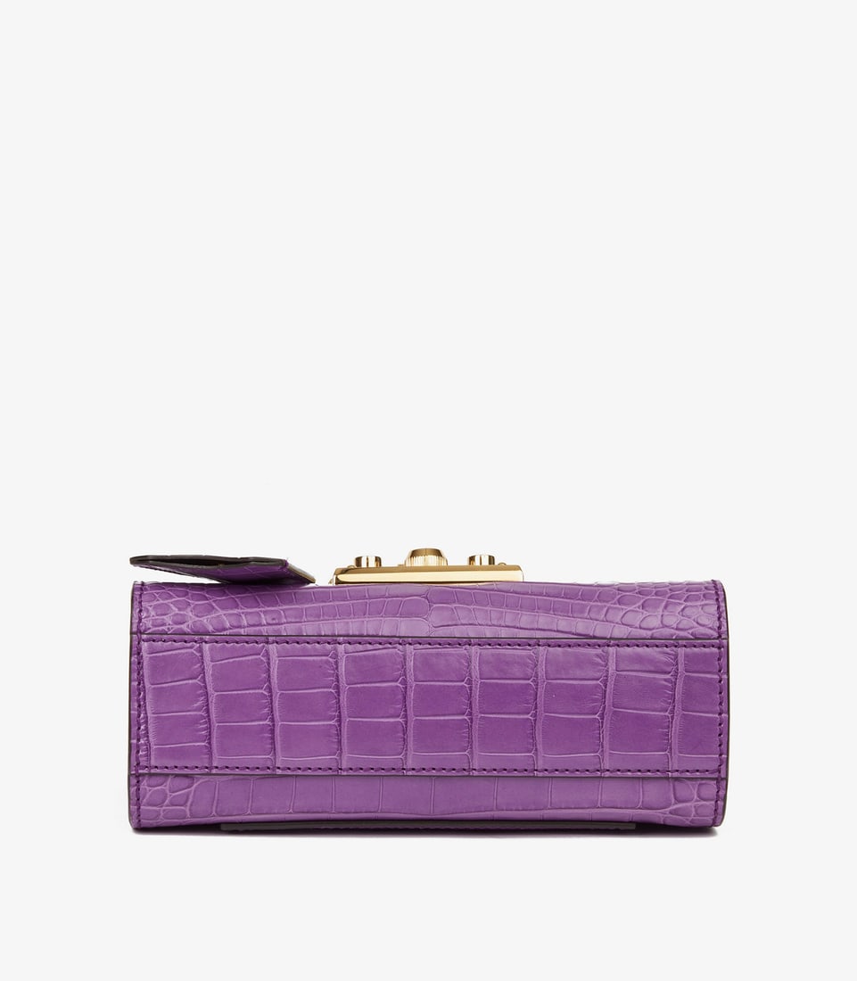 Gucci Violet Cyclamen Matte Alligator Leather Small Padlock Shoulder Bag - 5