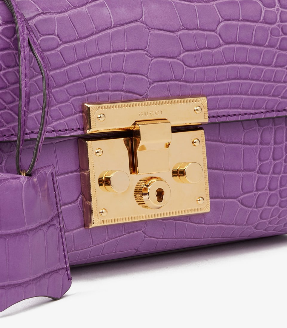 Gucci Violet Cyclamen Matte Alligator Leather Small Padlock Shoulder Bag - 6