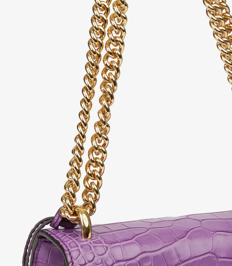 Gucci Violet Cyclamen Matte Alligator Leather Small Padlock Shoulder Bag - 7