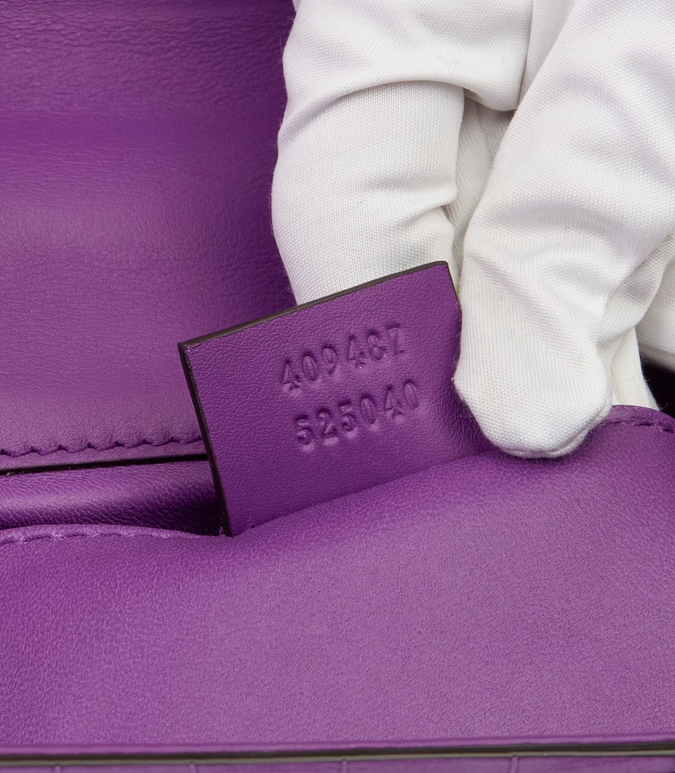 Gucci Violet Cyclamen Matte Alligator Leather Small Padlock Shoulder Bag - 9