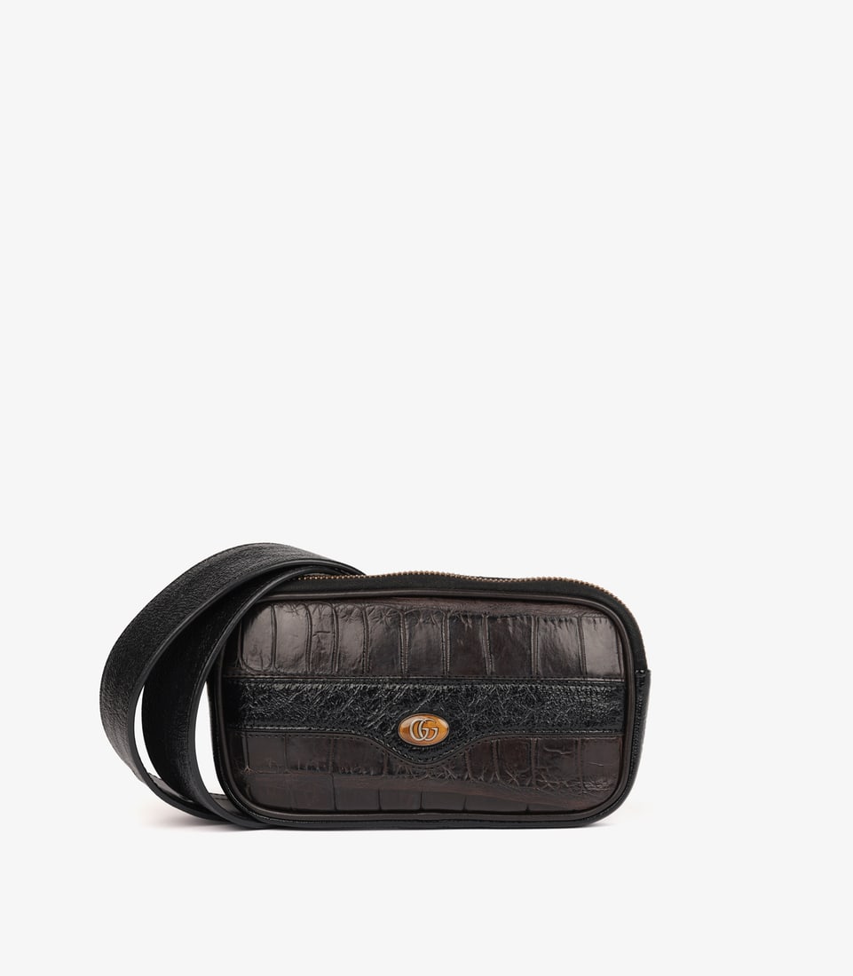 Gucci Aubergine Matte Alligator & Calfskin Leather, Black Aged Patent Leather Ophidia Mini Belt B... (1 of 11)