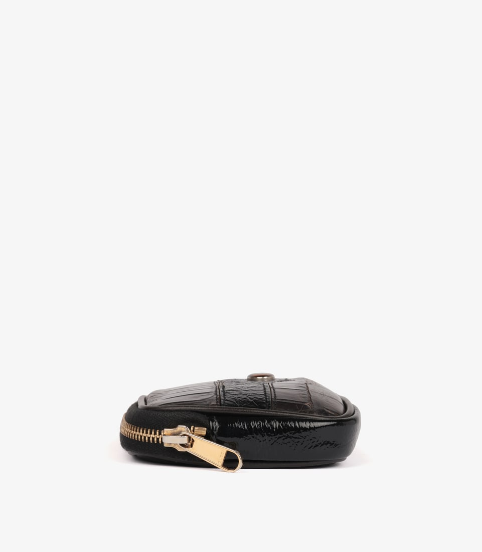 Gucci Aubergine Matte Alligator & Calfskin Leather, Black Aged Patent Leather Ophidia Mini Belt B... - 3
