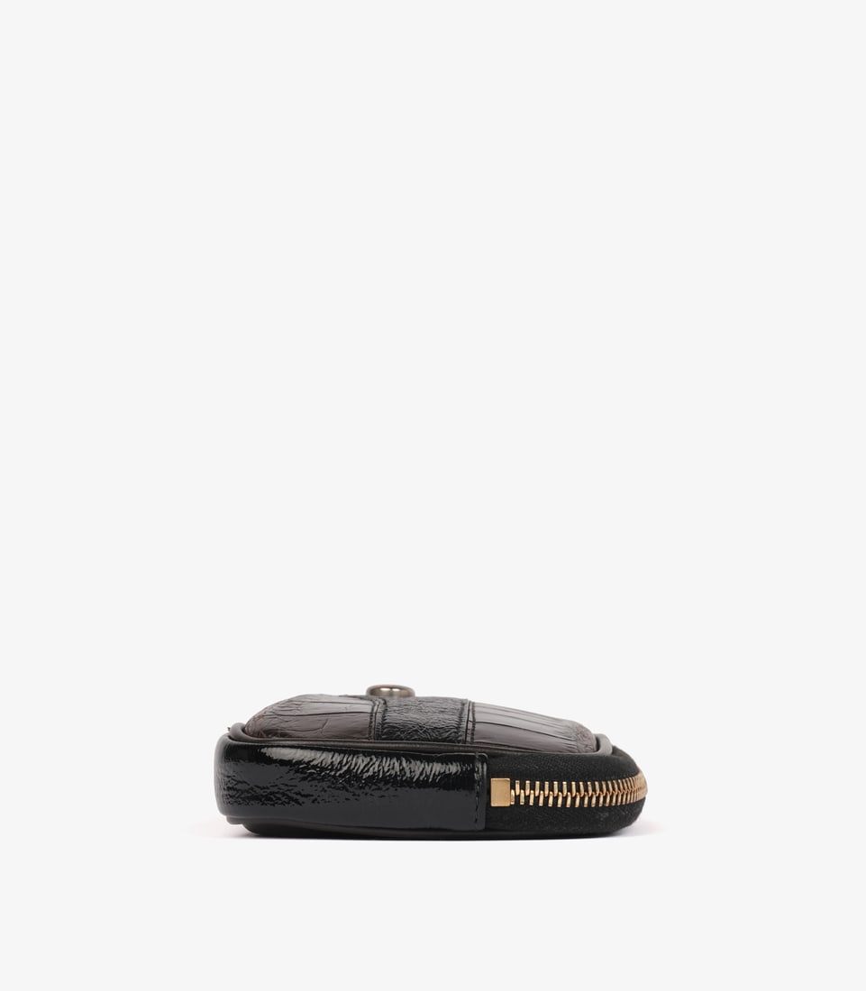 Gucci Aubergine Matte Alligator & Calfskin Leather, Black Aged Patent Leather Ophidia Mini Belt B... - 5