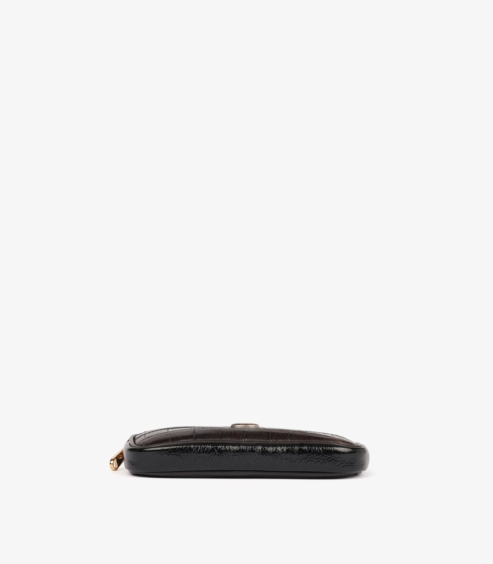 Gucci Aubergine Matte Alligator & Calfskin Leather, Black Aged Patent Leather Ophidia Mini Belt B... - 6