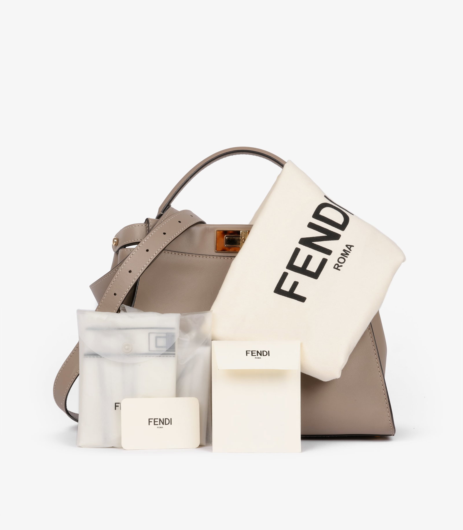 Fendi Dove Grey Soft Calfskin Leather Medium Peekaboo - 11