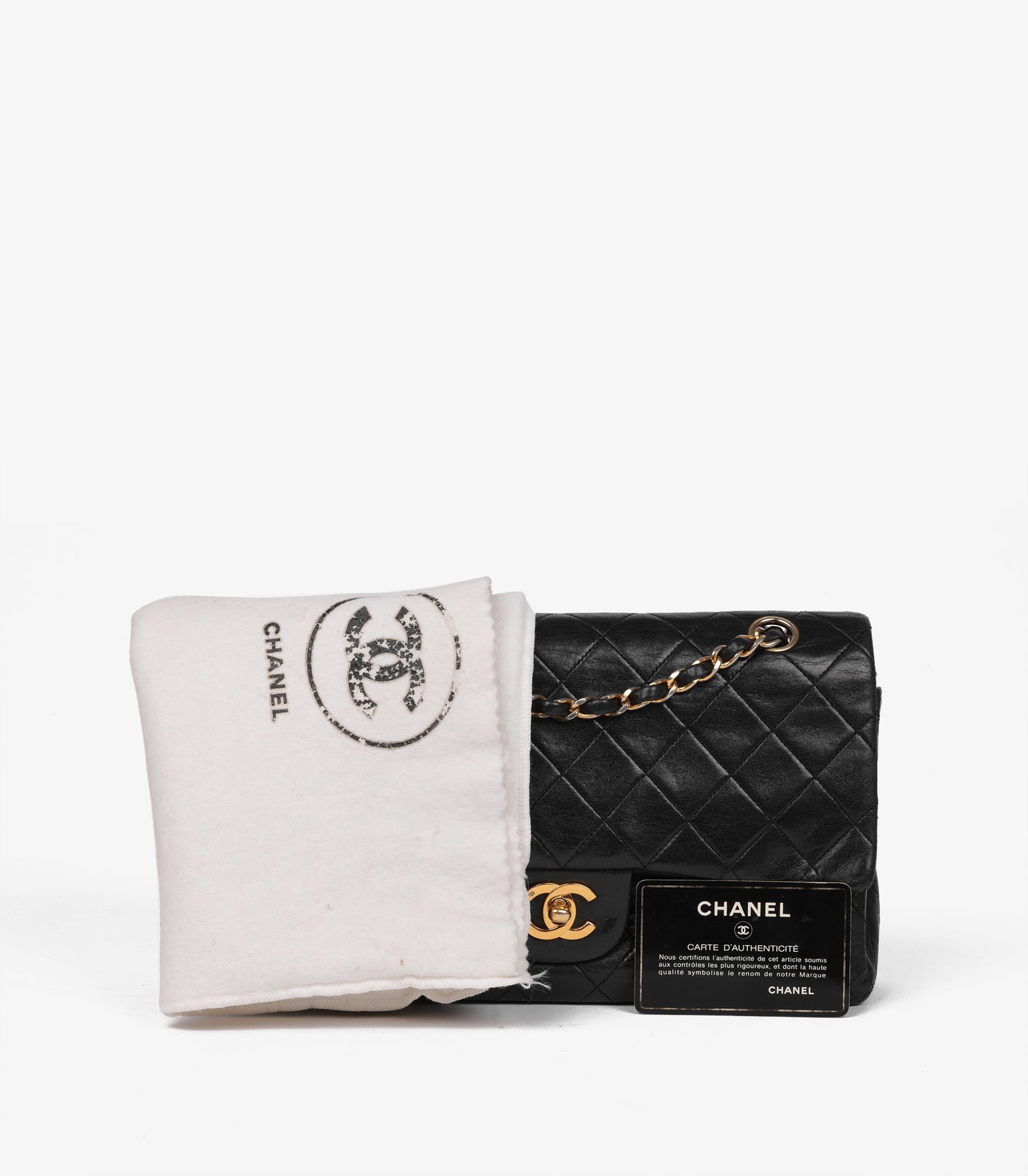 Chanel Black Quilted Lambskin Leather Vintage Medium Classic Double Flap Bag - 11