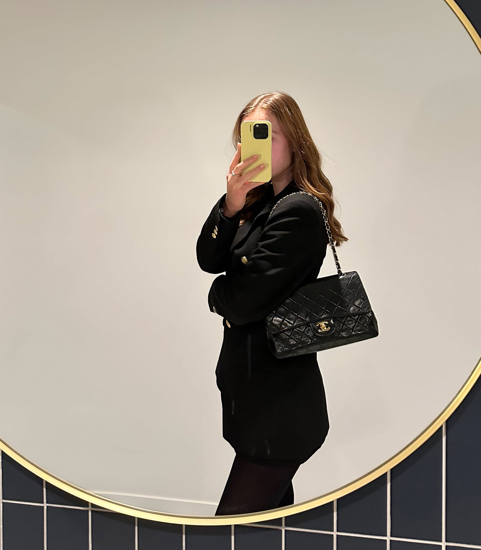Chanel Black Quilted Lambskin Leather Vintage Medium Classic Double Flap Bag - 2