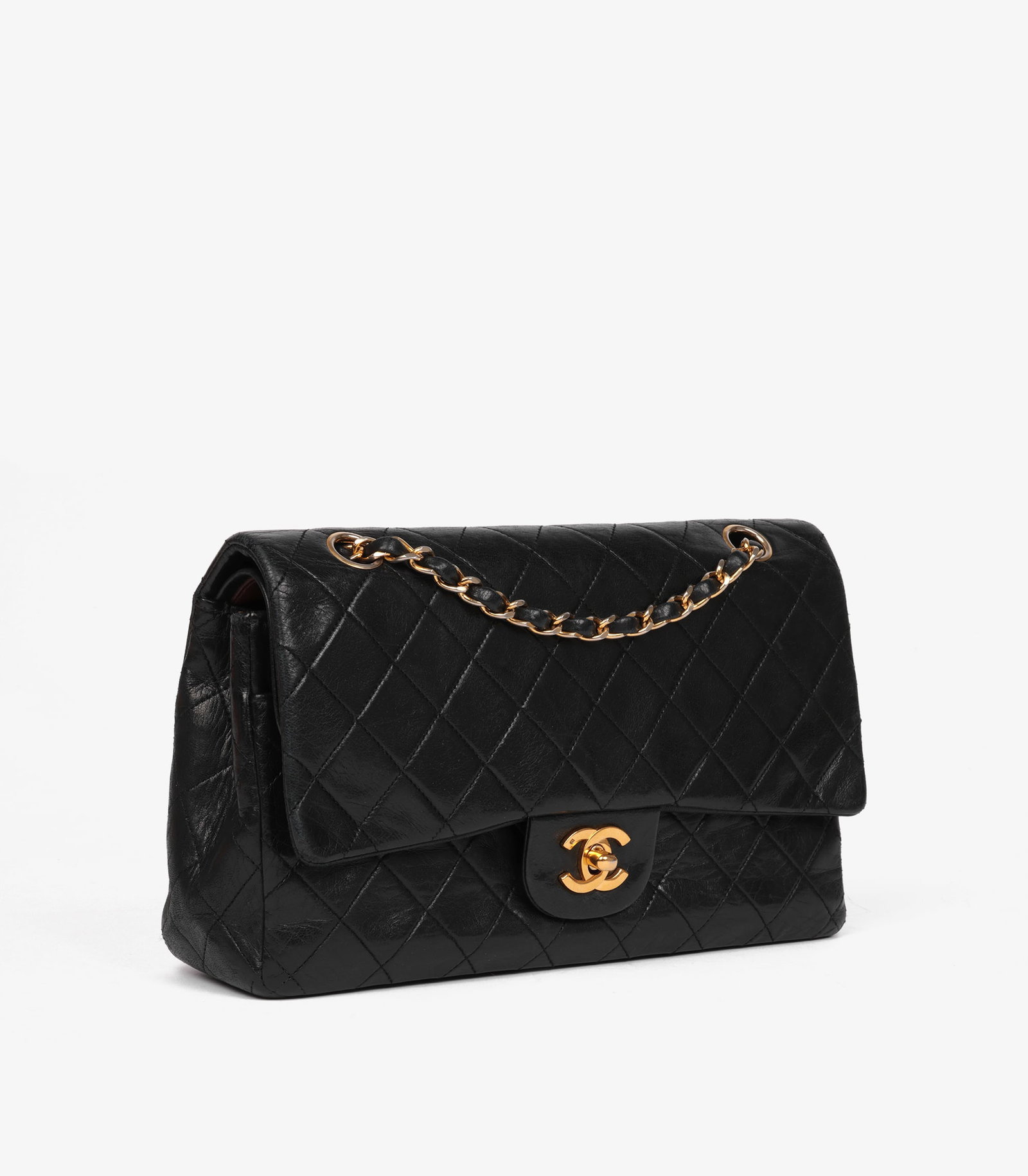 Chanel Black Quilted Lambskin Leather Vintage Medium Classic Double Flap Bag - 3