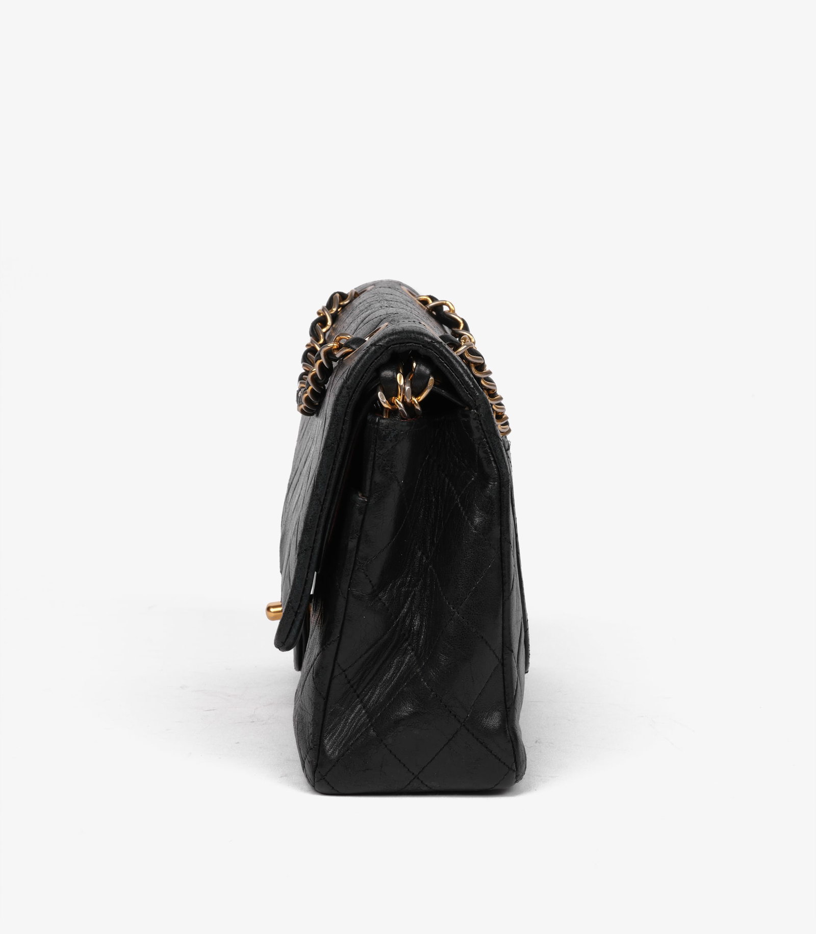 Chanel Black Quilted Lambskin Leather Vintage Medium Classic Double Flap Bag - 6