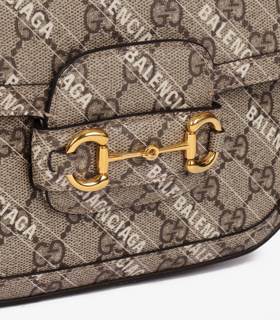 Gucci x Balenciaga Beige GG Supreme Canvas The Hacker Project Web Mini Horsebit 1955 - 7