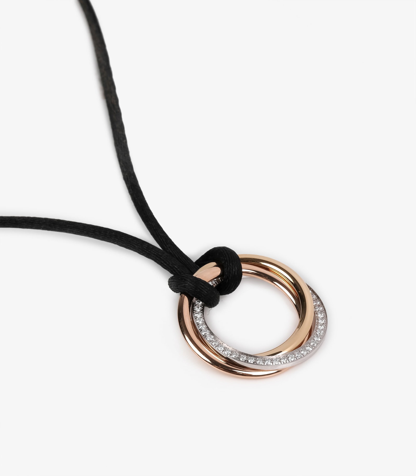Cartier Diamond Silk Cord 18ct Gold Medium Trinity Necklace (1 of 5)