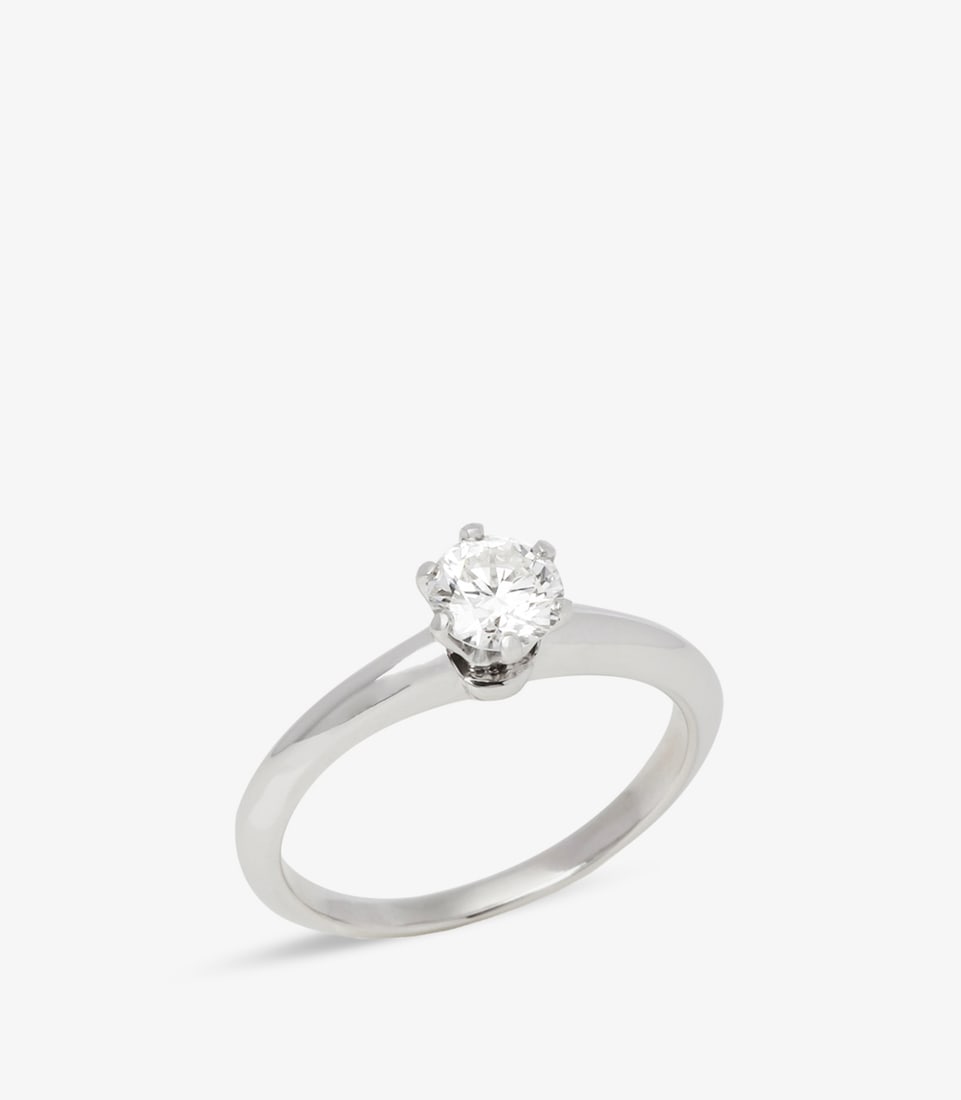 Tiffany & Co. Brilliant Cut 0.58ct Diamond Platinum Tiffany Setting Ring (1 of 8)