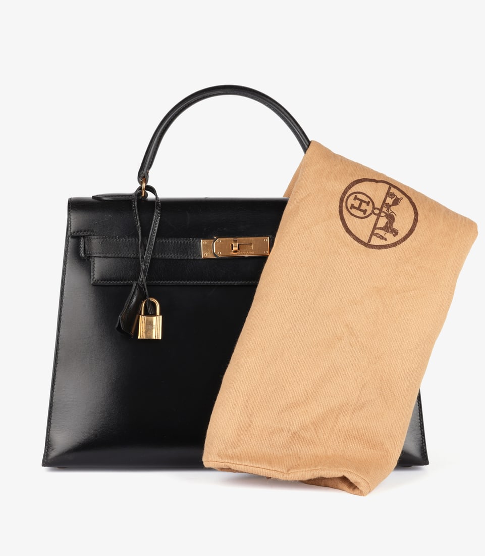 Hermès Black Box Calf Leather Vintage Kelly 32cm Sellier - 11