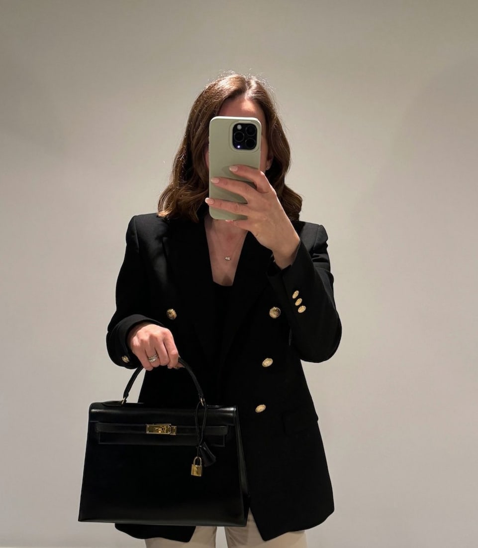 Hermès Black Box Calf Leather Vintage Kelly 32cm Sellier - 2