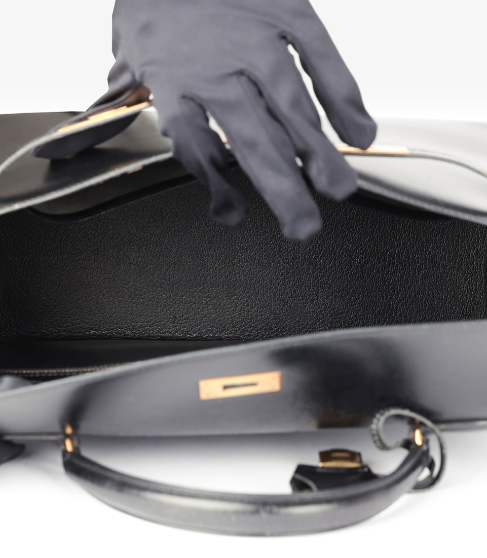 Hermès Black Box Calf Leather Vintage Kelly 32cm Sellier - 9