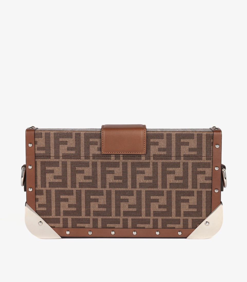 Fendi Brown Zucca Monogram Coated Canvas & Calfskin Leather Hard Trunk Baguette - 6