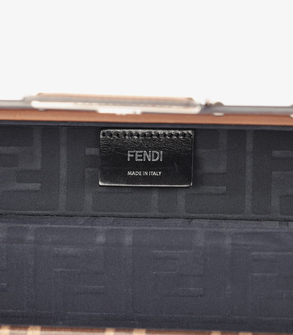 Fendi Brown Zucca Monogram Coated Canvas & Calfskin Leather Hard Trunk Baguette - 8