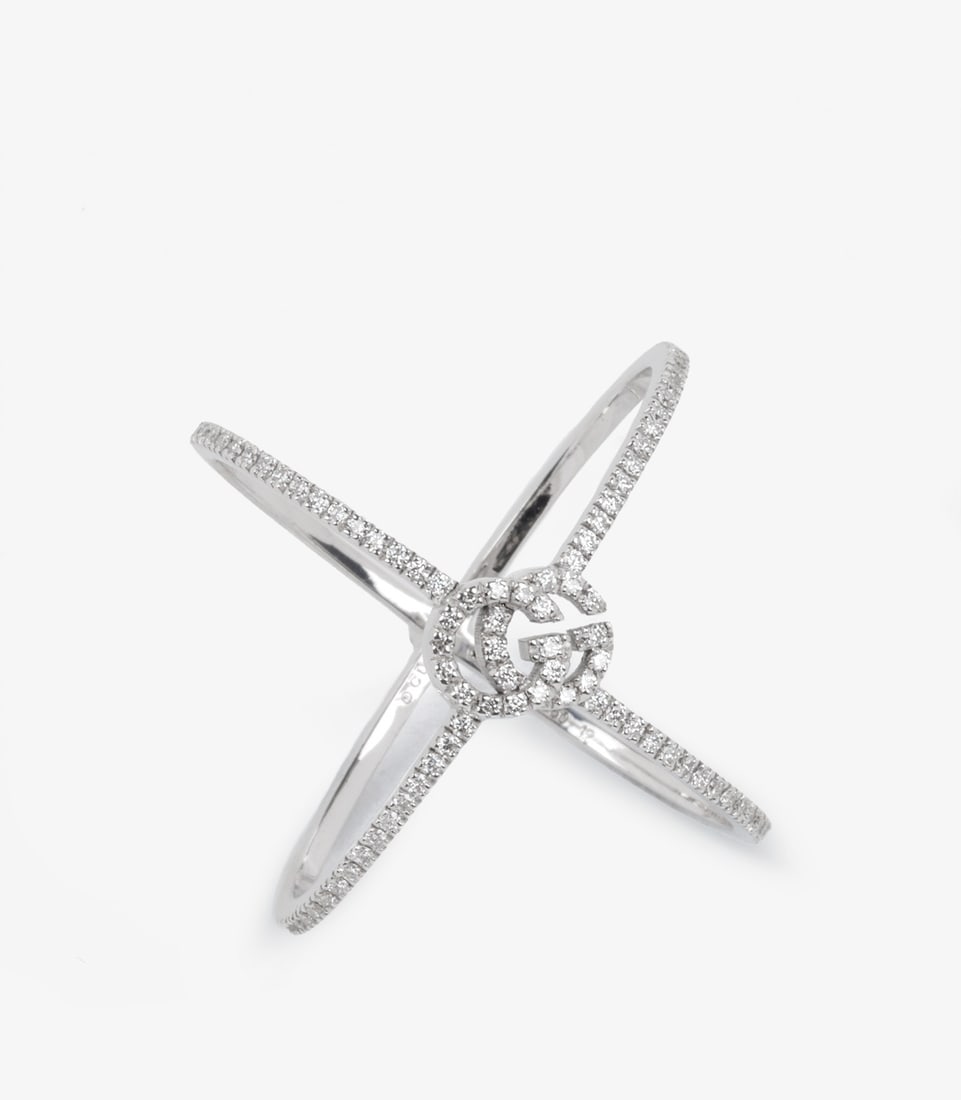 Gucci Diamond Set 18ct White Gold GG Running Ring (1 of 7)