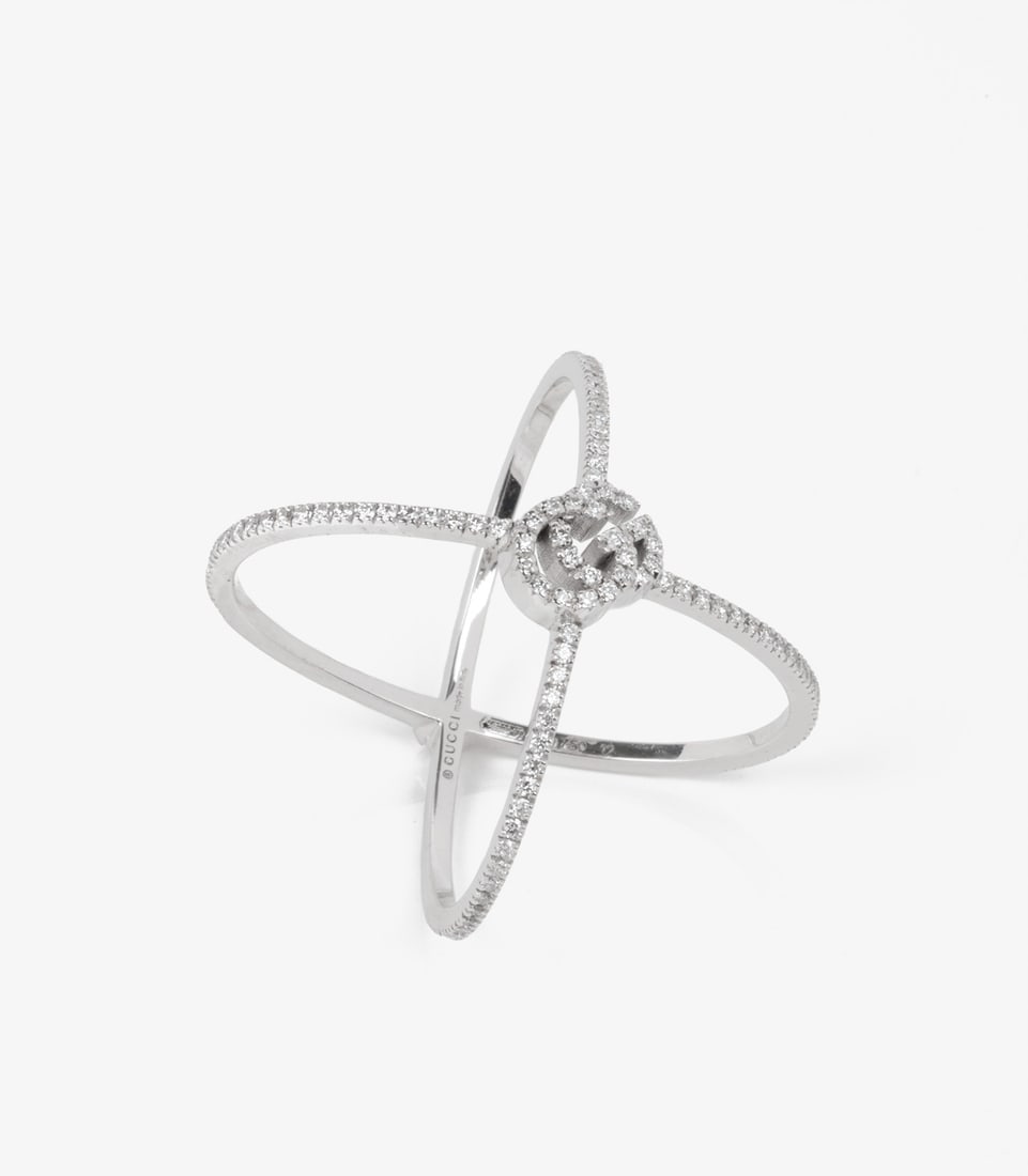 Gucci Diamond Set 18ct White Gold GG Running Ring - 3