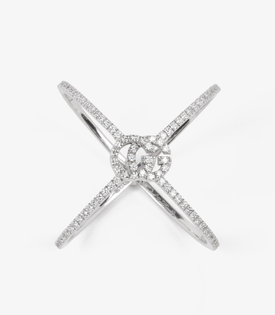 Gucci Diamond Set 18ct White Gold GG Running Ring - 4