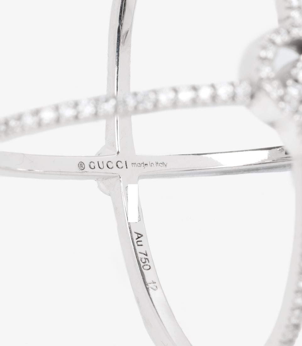 Gucci Diamond Set 18ct White Gold GG Running Ring - 5
