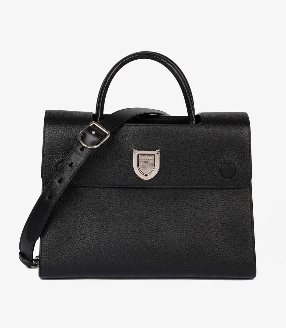 Christian Dior Black Grained Calfskin Leather Diorever Flap Tote (1 of 14)