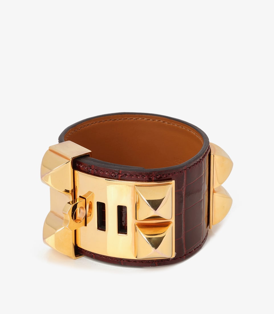 Hermès Bordeaux Shiny Mississippiensis Alligator T2 Collier De Chien (1 of 8)
