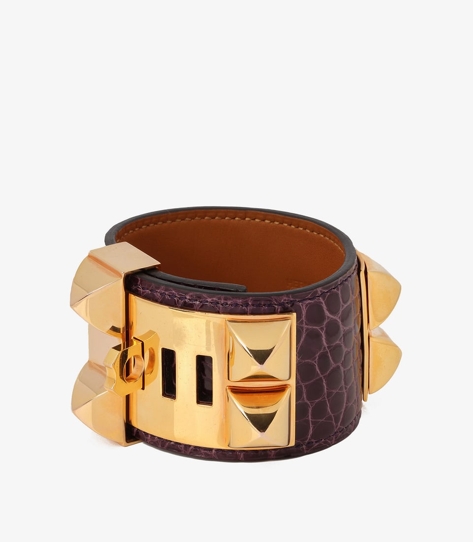 Hermès Amethyst Shiny Mississippiensis Alligator Leather T2 Collier De Chien (1 of 8)