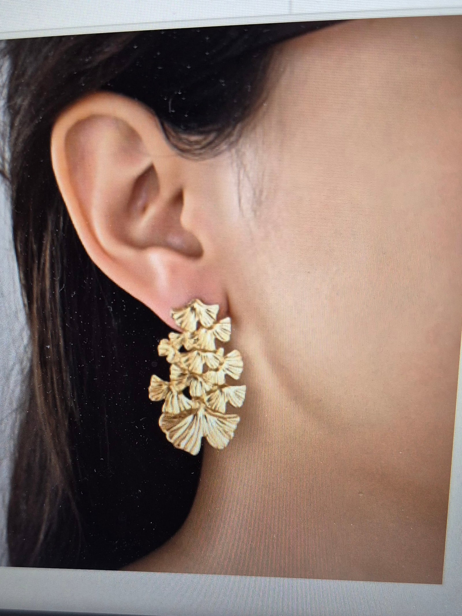 Golden Ginkgo Leaf Statement Earrings - 3
