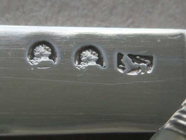 George III Mother of Pearl Hafted Double Duty Marked Silver Bladed Folding Fruit Knife - 6