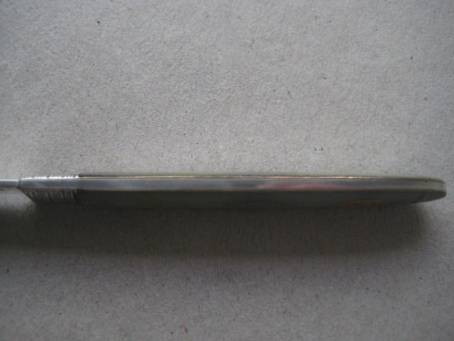 George III Mother of Pearl Hafted Double Duty Marked Silver Bladed Folding Fruit Knife - 7