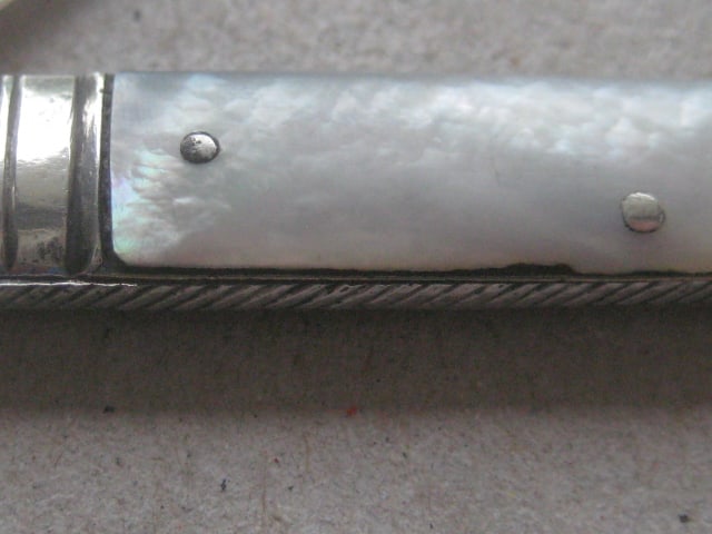 George III Mother of Pearl Hafted Silver Bladed Folding Fruit Knife - 3