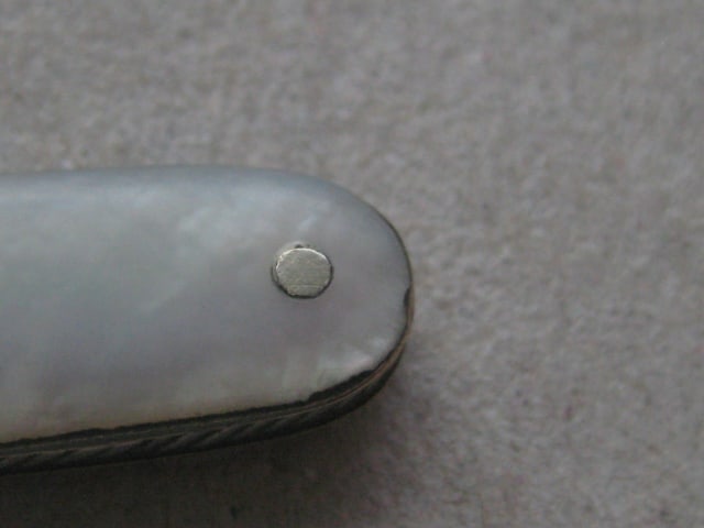 George III Mother of Pearl Hafted Silver Bladed Folding Fruit Knife - 4