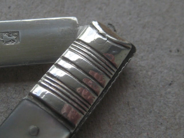 George III Mother of Pearl Hafted Silver Bladed Folding Fruit Knife - 6