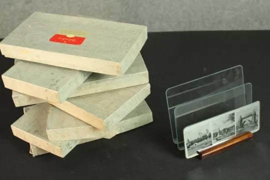 Boxed Glass and Teak Vintage Letter Rack - 2