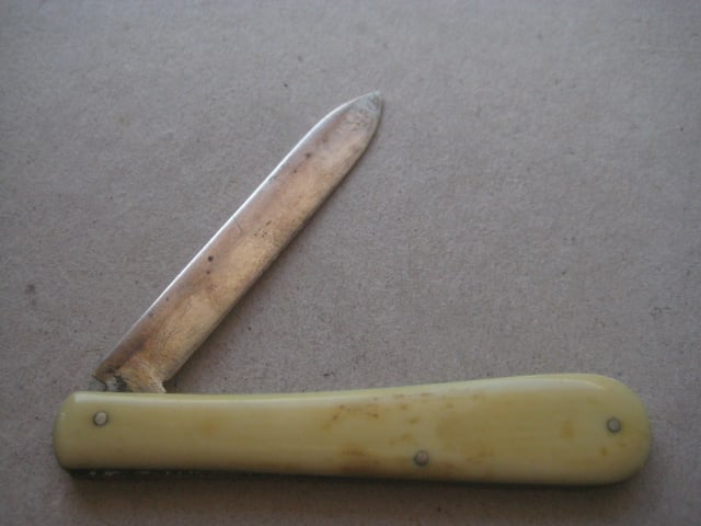 Victorian Bone Hafted Silver Bladed Folding Fruit Knife - 2